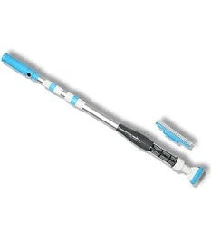 Rechargeable handheld pool vacuum for spas and soft-wall above ground pools with telescopic handle and brush attachments