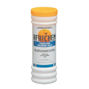 Africhem Chlorine Pills – 8 x 200g Slow-Release Stabilized Pool Tablets

