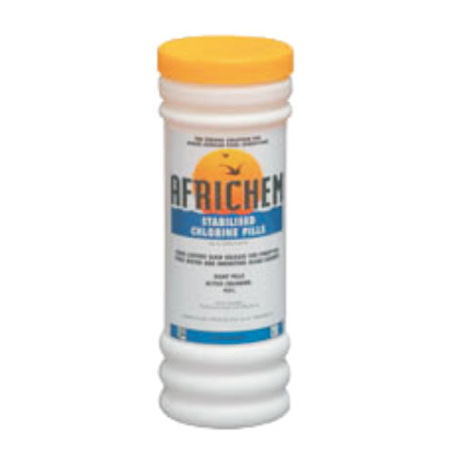 Africhem Chlorine Pills – 8 x 200g Slow-Release Stabilized Pool Tablets

